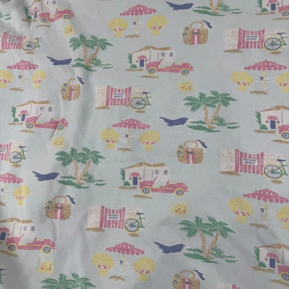 The Beaufort Bonnet Company Bath Towel‎ NS Blue Pink Beach Print Pima